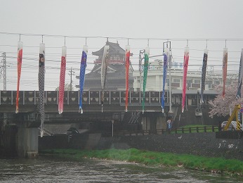 清州城と鯉のぼり