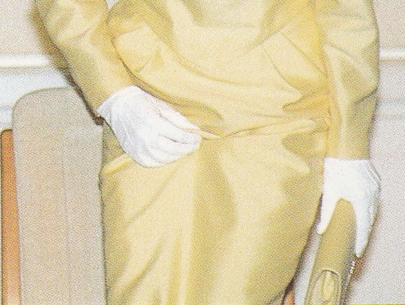 1993 1 19日　浩宮・小和田雅子婚約内定記者会見直前、着席するためスカート股間部分をつまんでたくし上げる、慣れないお上品な仕草をしてみようとして大失敗してしまった黄色衣装の雅子大画像 (2)