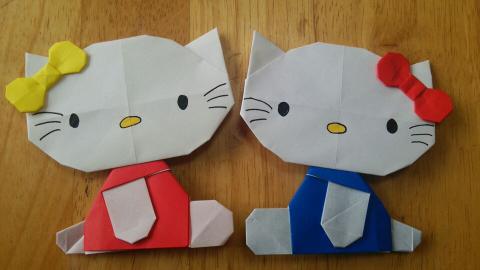 楽しい折り紙 ユニット折り紙 キティちゃんとミミィちゃん